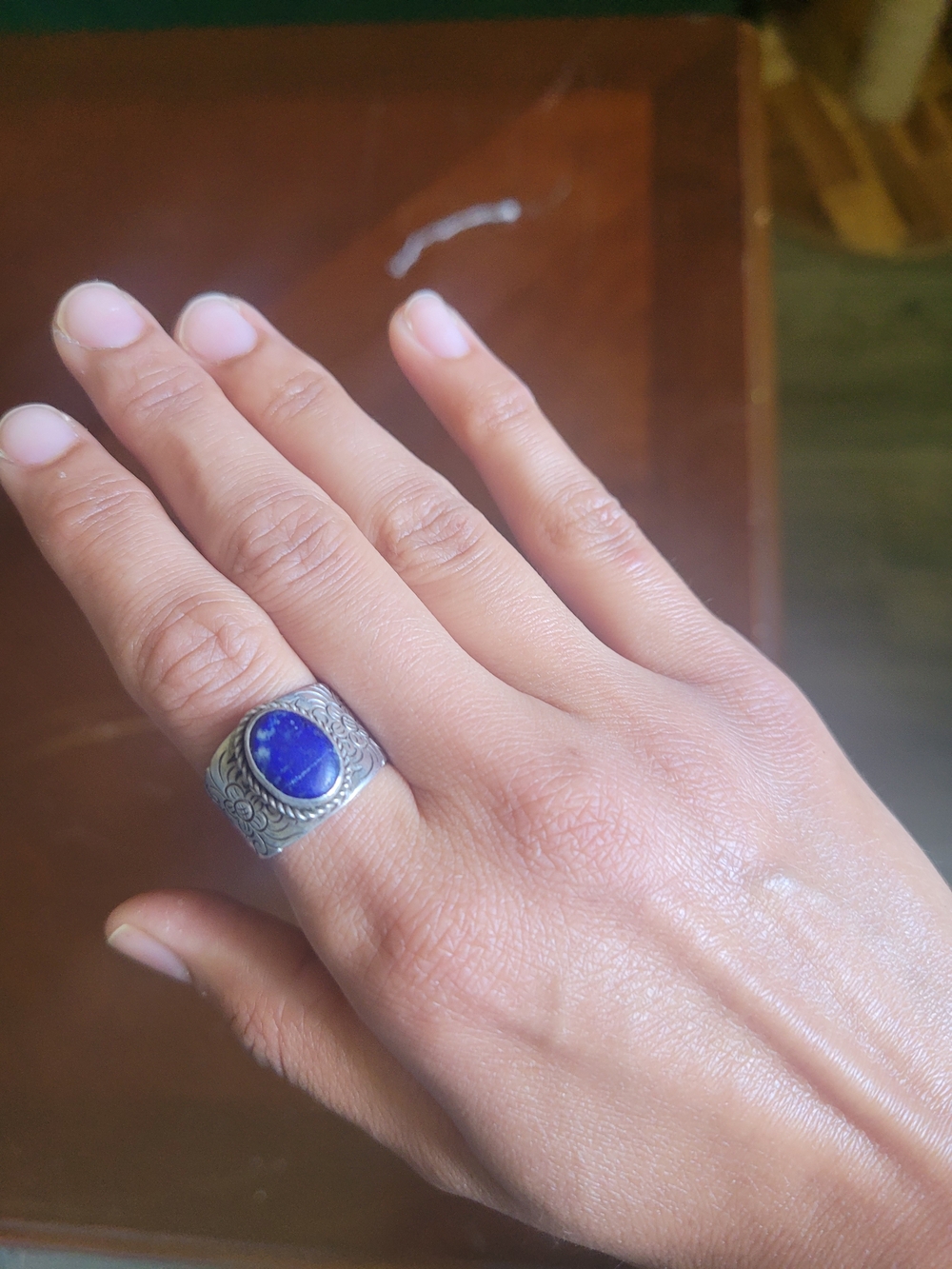 925 Sterling Silver Lapis Lazuli Statement Ring